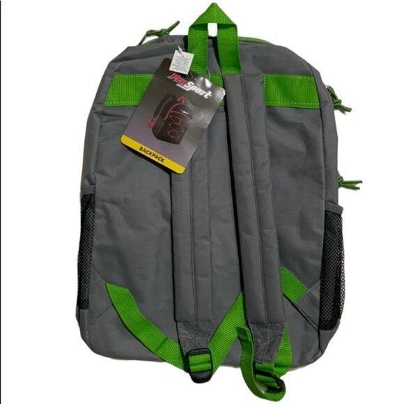 Pro Sport Backpack Day Hike School Book Bag Adjustable Padded Straps Grey Green - Picture 2 of 15